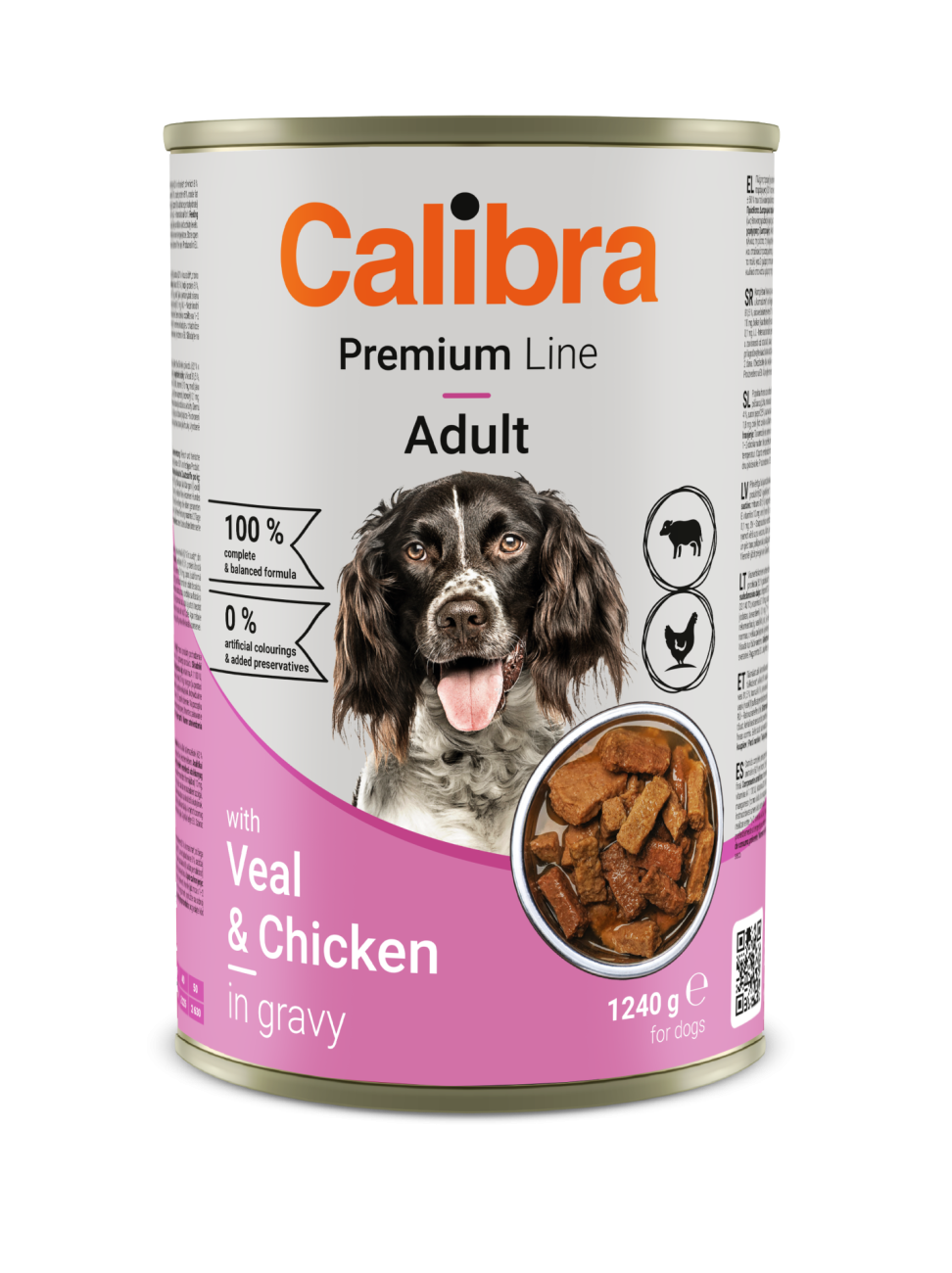 Calibra Dog Premium can with Veal & Chicken in gravy 1240 g